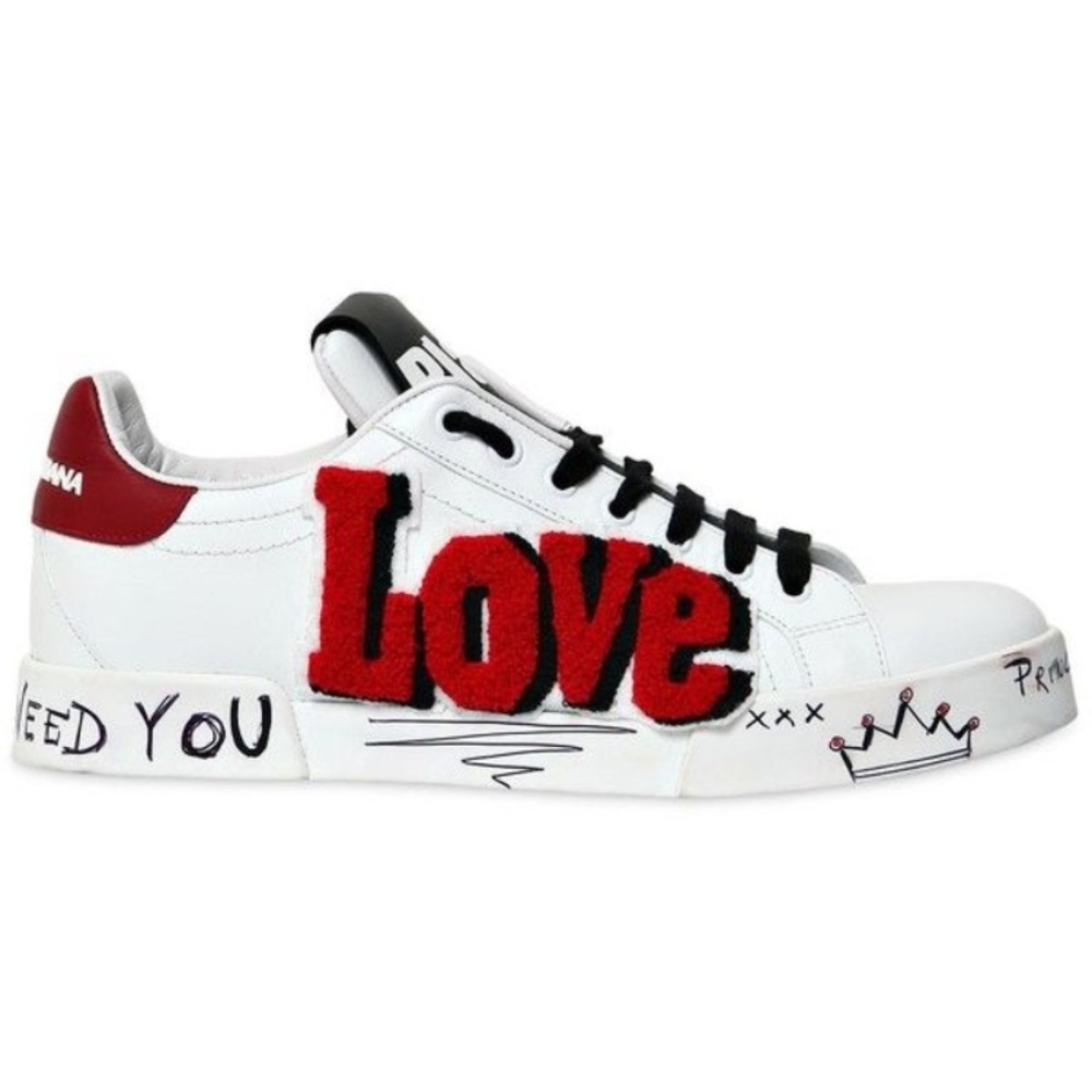 Dolce & Gabbana  Love & Graffiti Leather Sneakers